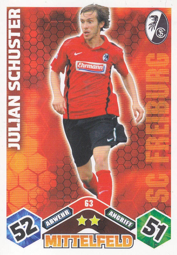 Julian Schuster / SC Freiburg / Topps Match Attax 2010 / Basis Karte / Nr. 63