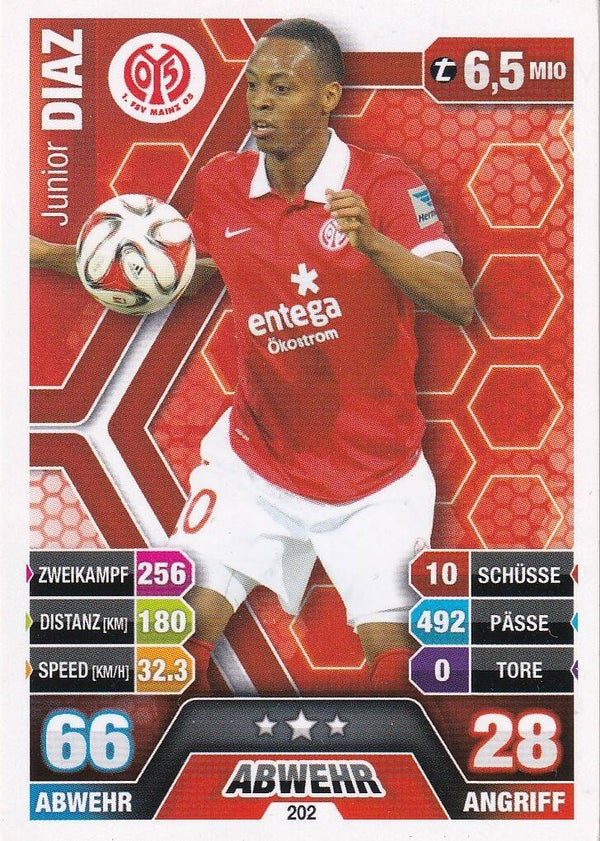 Junior Diaz / 1.FSV Mainz 05 / Topps Match Attax 2014 / Basis Karte / Nr. 202