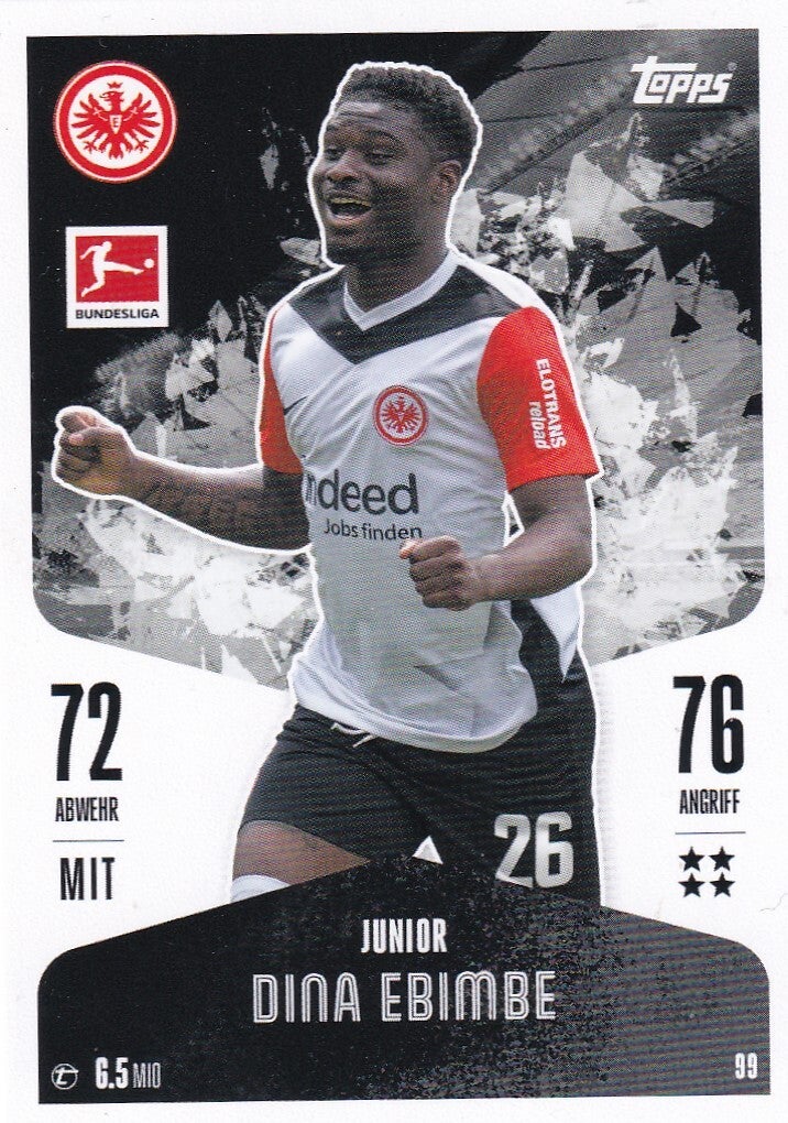 Junior Dina Ebimbe / Eintracht Frankfurt / Topps Match Attax 2024 / Basis Karte / Nr. 99