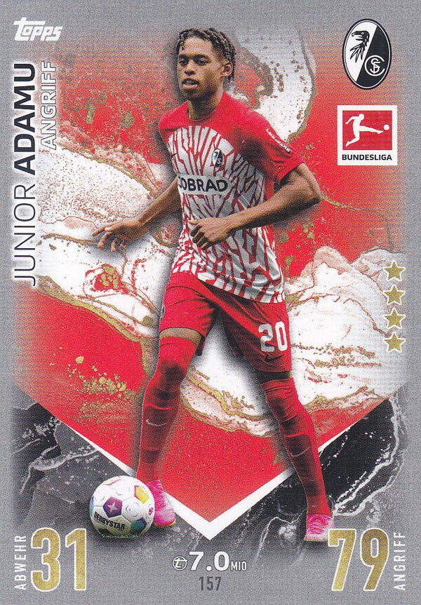 Junior Adamu / SC Freiburg / Topps Match Attax 2023 / Basis Karte / Nr.157