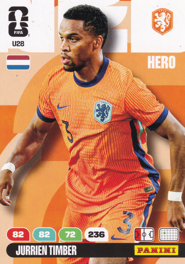 Jurrien Timber - Holland - Panini WM 2026 - Hero Update - Nr. U28