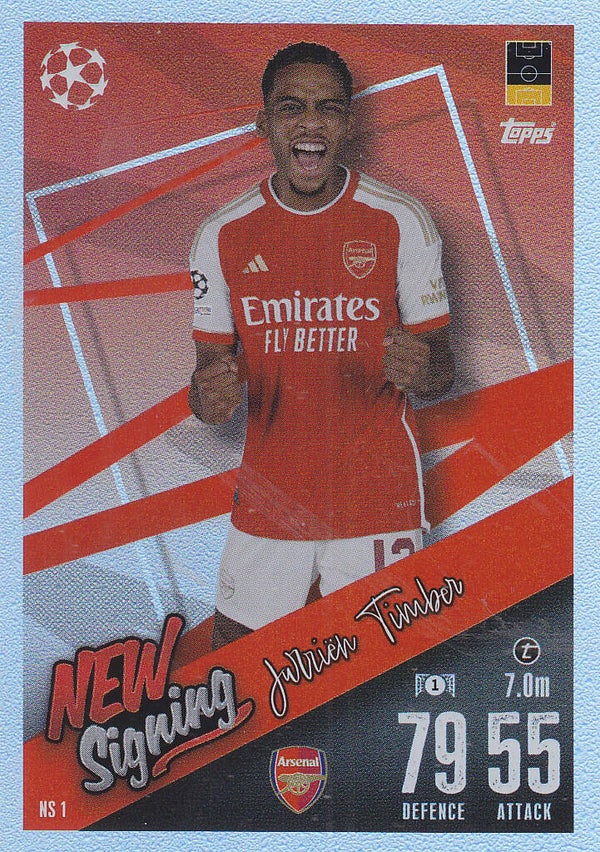 Jurrien Timber / Arsenal London / Topps Champions League 2023 / New Signing / Nr. NS1
