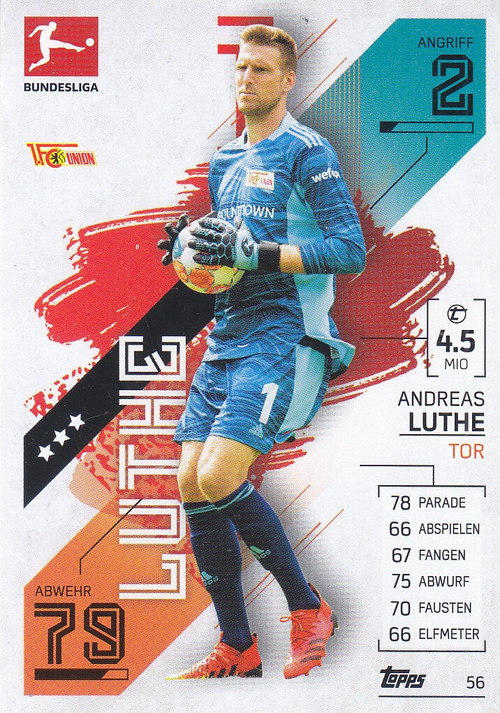 Andreas Luthe / 1.FC Union Berlin / Topps Match Attax 2021 / Basis Karte / Nr.56