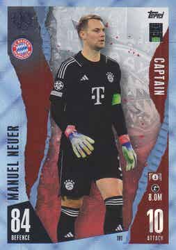 Manuel Neuer / FC Bayern München / Topps Champions League 2023 / Crystal Karte blau / Captain / Nr.191