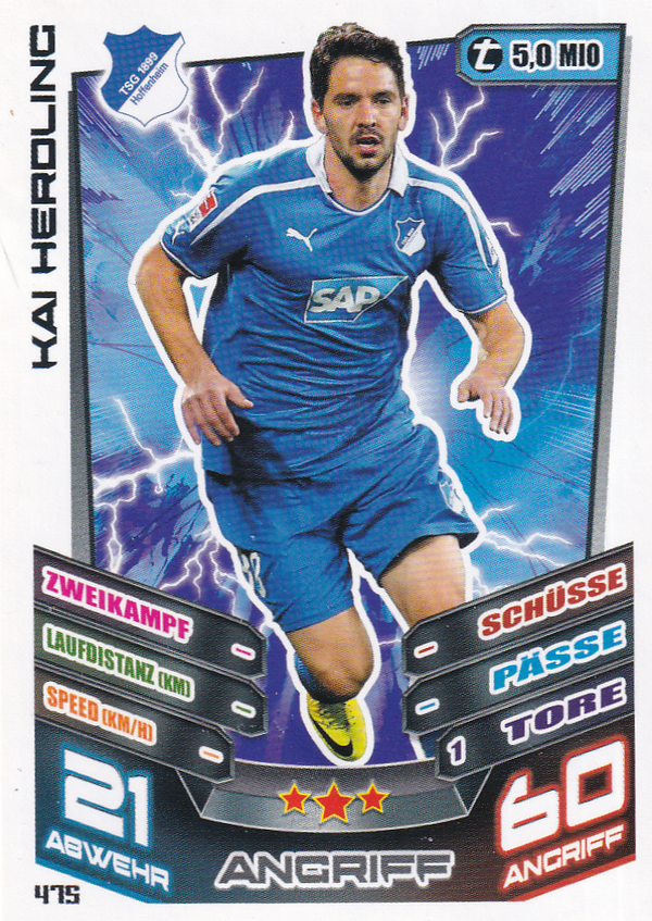 Kai Herdling - TSG Hoffenheim - Topps Match Attax 2013 - Basis Karte - Nr. 475