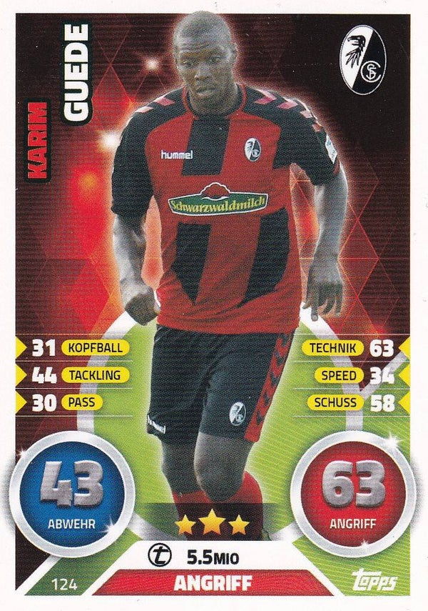 Karim Guede / SC Freiburg / Topps Match Attax 2016 / Basis Karte / Nr. 124