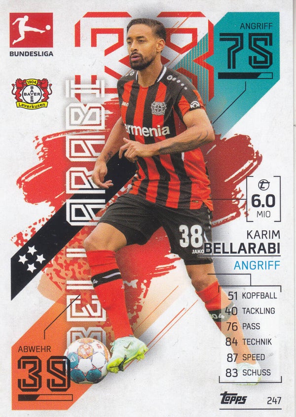 Karim Bellarabi / Bayer 04 Leverkusen / Topps Match Attax 2021 / Basis Karte / Nr.247