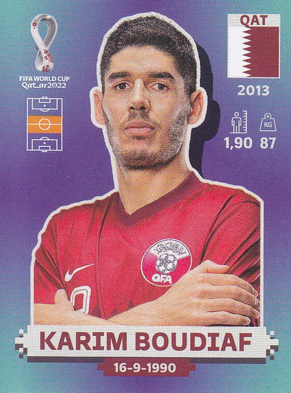 Karim Boudiaf / Qatar / Panini WM 2022 / Basis Bild / Nr. QAT 12