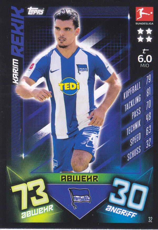 Karim Rekik / Hertha BSC Berlin / Topps Match Attax 2019 / Basis Karte / Nr. 32