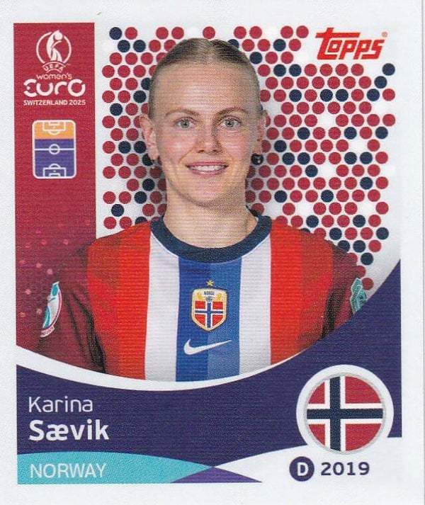 Karina Saevik - Norwegen - Topps Frauen EM 2025 - Basis Bild - Nr. 60
