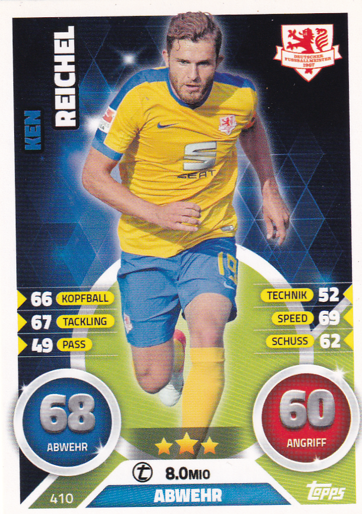 Ken Reichel - Eintracht Braunschweig - Topps Match Attax 2016 - Basis Karte - Nr. 410
