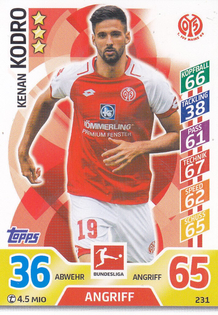 Kenan Kodro / 1.FSV Mainz 05 / Topps Match Attax 2017 / Basis Karte / Nr. 231