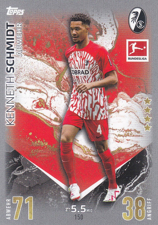 Kenneth Schmidt / SC Freiburg / Topps Match Attax 2023 / Basis Karte / Nr.150