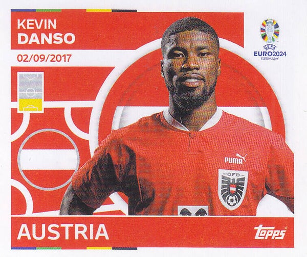 Kevin Danso / Österreich / Topps EM 2024 / Basis Bild / Nr. AUT 9