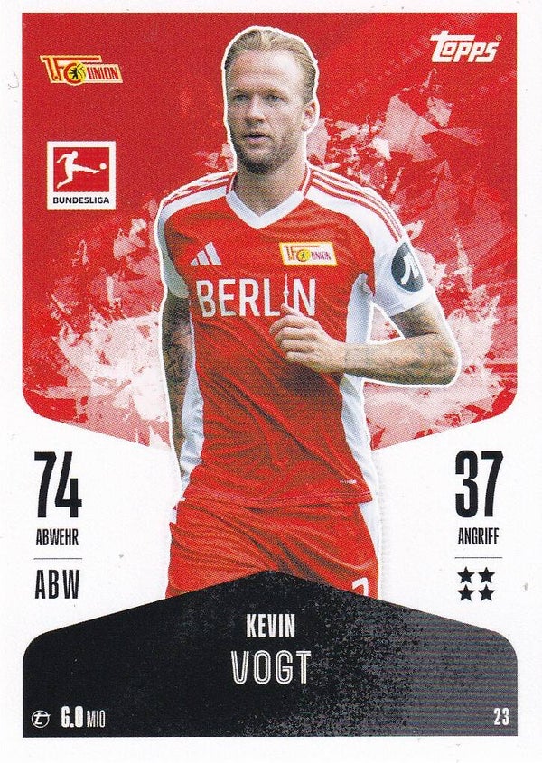 Kevin Vogt / 1.FC Union Berlin / Topps Match Attax 2024 / Basis Karte / Nr. 23