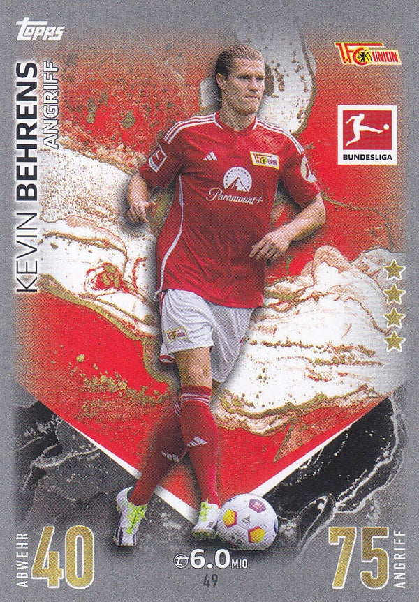 Kevin Behrens / 1.FC Union Berlin / Topps Match Attax 2023 / Basis Karte / Nr.49
