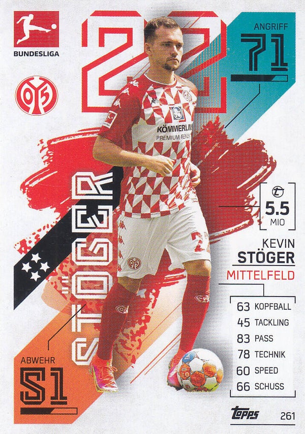 Kevin Stöger / 1.FSV Mainz 05 / Topps Match Attax 2021 / Basis Karte / Nr.261