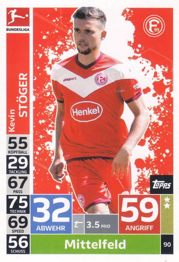 Kevin Stöger / Fortuna Düsseldorf / Topps Match Attax 2018 / Basis Karte / Nr. 90