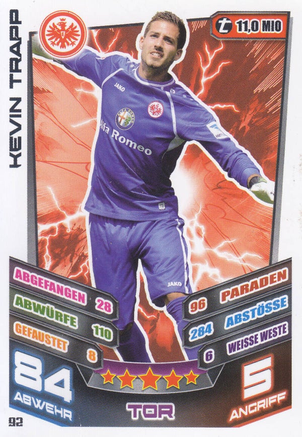 Kevin Trapp / Eintracht Frankfurt / Topps Match Attax 2013 / Basis Karte / Nr. 92