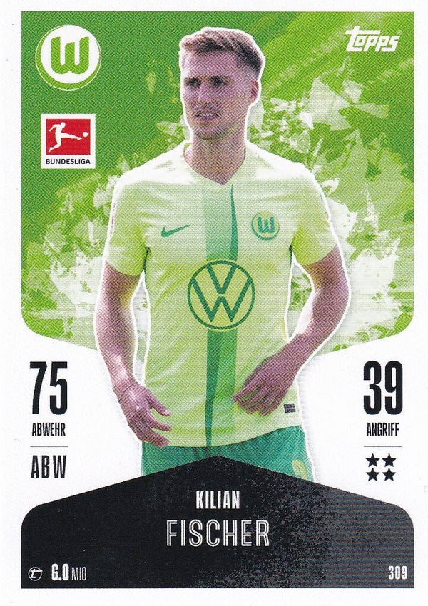 Kilian Fischer / VFL Wolfsburg / Topps Match Attax 2024 / Basis Karte / Nr. 309