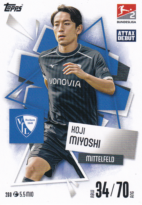 Koji Miyoshi - VFL Bochum - Topps Match Attax 2025 - Basis Karte - Nr. 260
