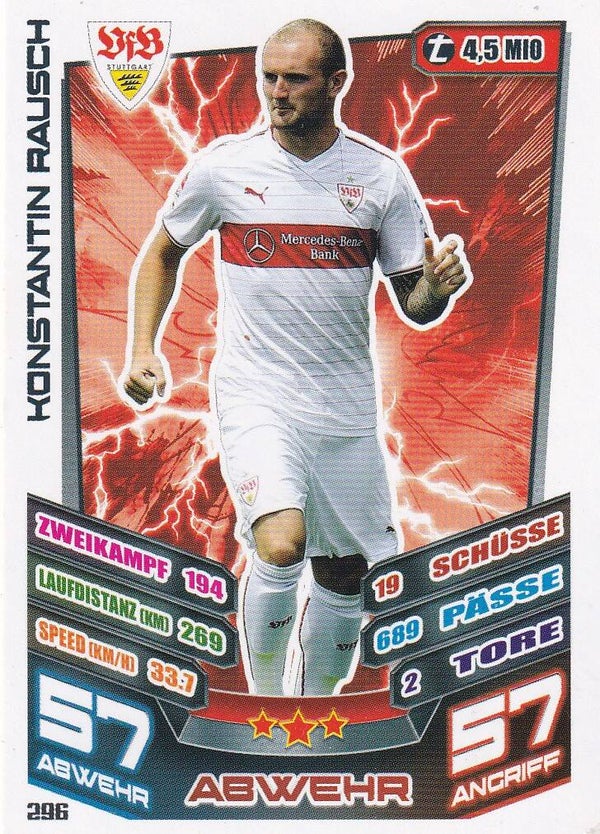 Konstantin Rausch / VFB Stuttgart / Topps Match Attax 2013 / Basis Karte / Nr. 296