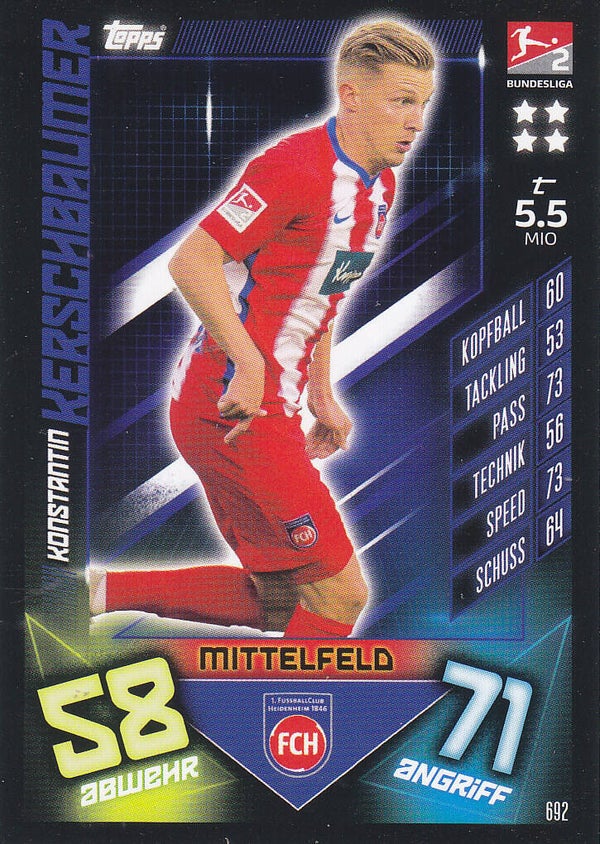 Konstantin Kerschbaumer / FC Heidenheim / Topps Match Attax 2019 / Basis Karte / Nr.692