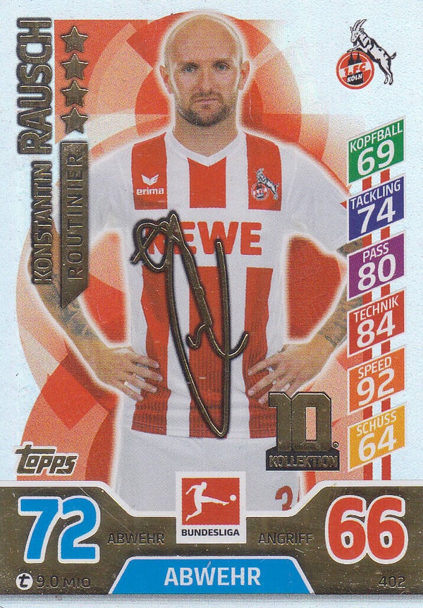 Konstantin Rausch / 1.FC Köln / Topps Bundesliga 2017 / Routinier / Nr.402