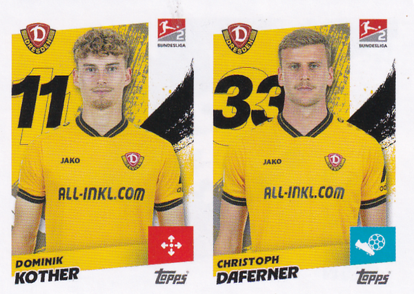 Dominik Kother & Christoph Daferner - Dynamo Dresden - Topps Bundesliga 2025 - Doppelbild - Nr. 318
