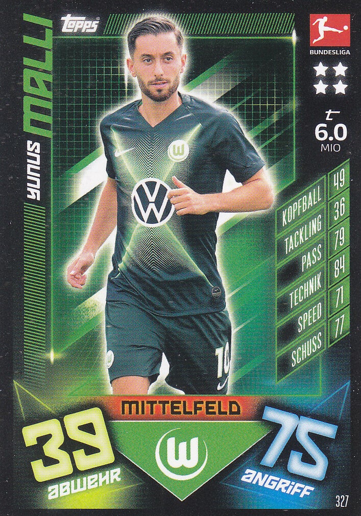 Yunus Malli - VFL Wolfsburg - Topps Match Attax 2019 - Basis Karte - Nr. 327