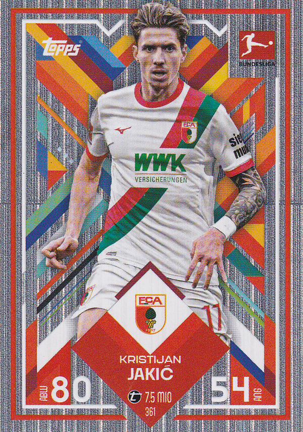 Kristijan Jakic - FC Augsburg - Topps Match Attax 2025 - Vivid Vectors - Nr. 361