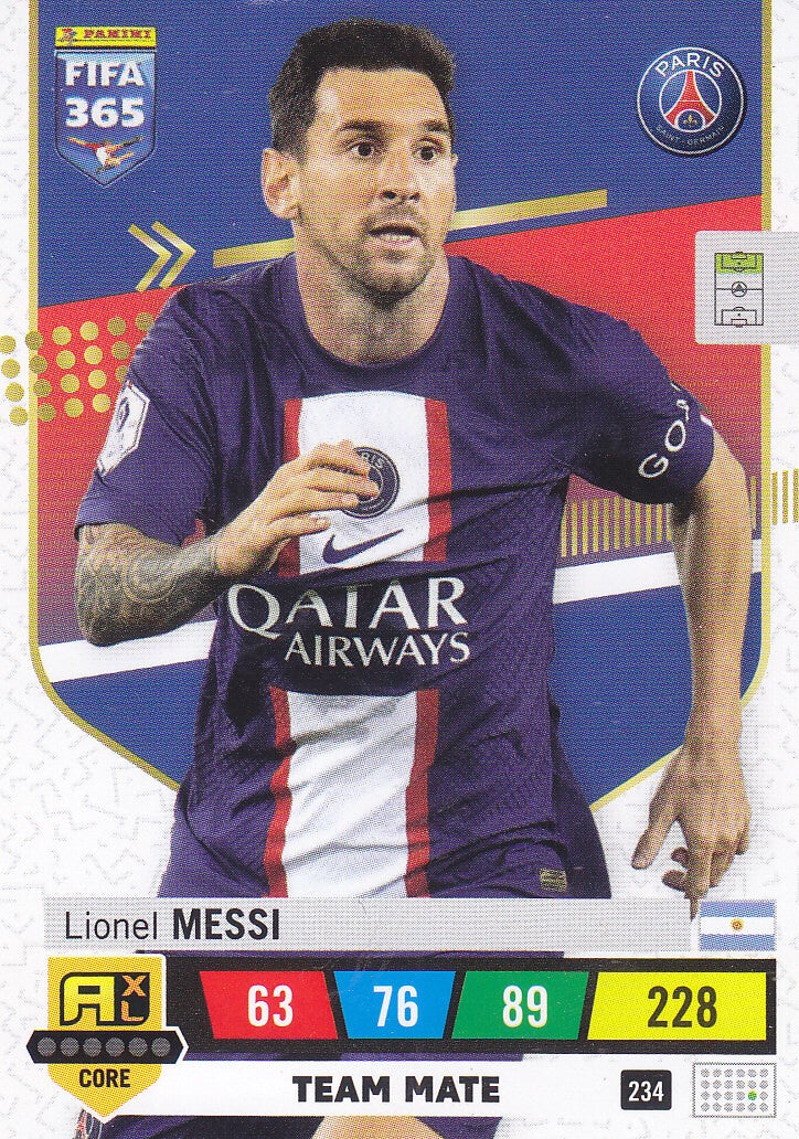 Lionel Messi - Paris Saint Germain -  Panini Fifa 365 Jahr 2023 - Team Mate - Nr. 234
