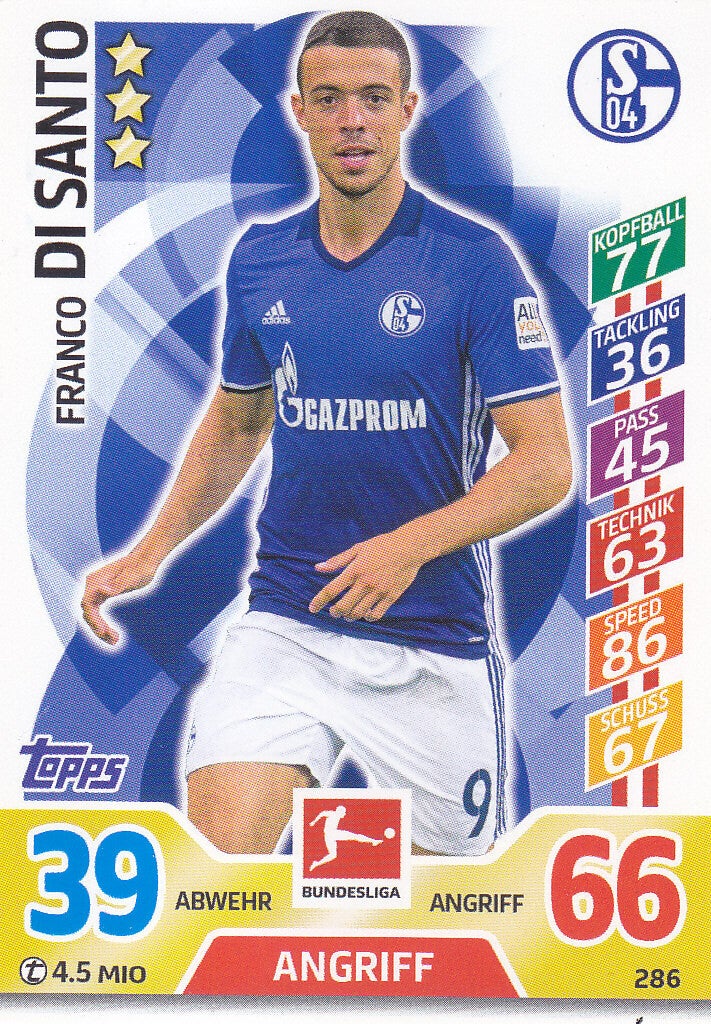Franco di Santo - FC Schalke 04 - Topps Match Attax 2017 - Basis Karte - Nr. 286