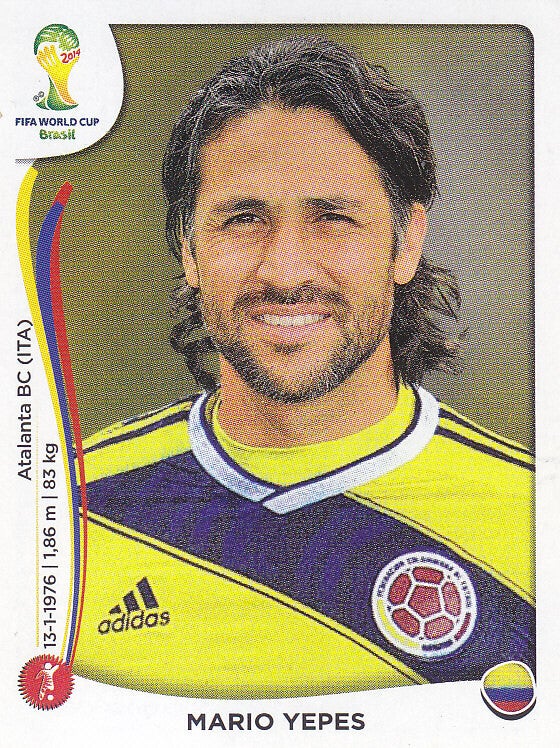 Mario Yepes - Kolumbien - Panini WM 2014 - Basis Bild - Nr. 187
