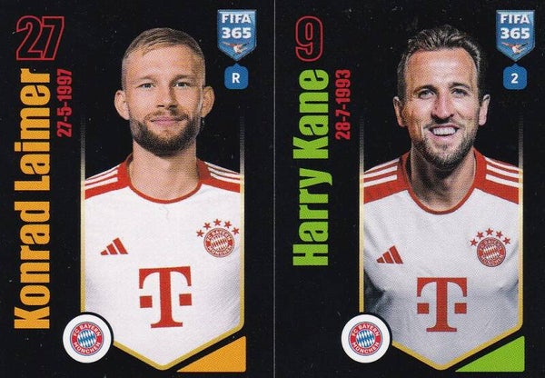 Konrad Laimer & Harry Kane / FC Bayern München / Panini Fifa 365 Jahr 2024 / Basis Doppelbild / Nr. 239a 239b