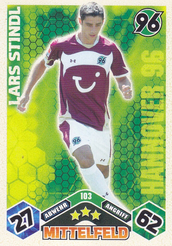 Lars Stindl / Hannover 96 / Topps Match Attax 2010 / Basis Karte / Nr. 103