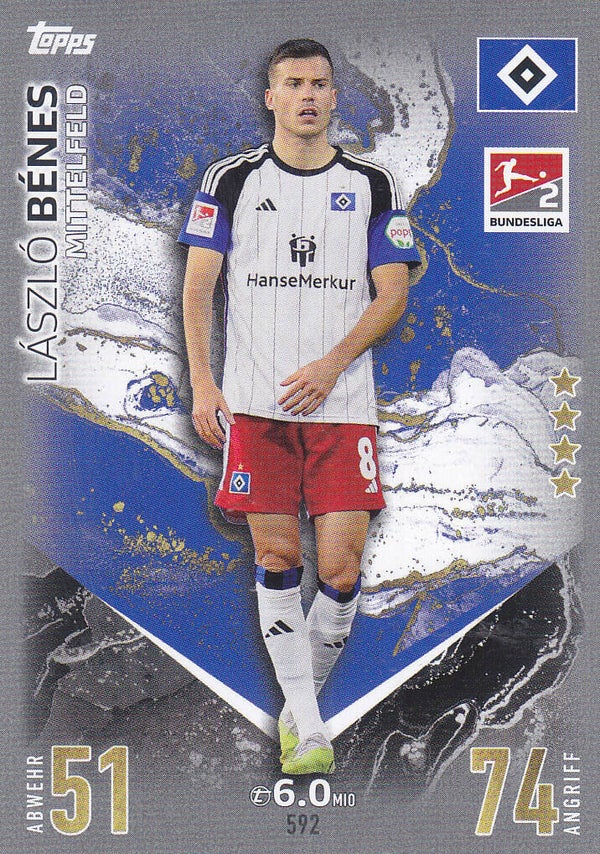 Laszlo Benes / Hamburger SV / Topps Match Attax Extra 2023 / Basis Karte 2.Bundesliga / Nr. 592