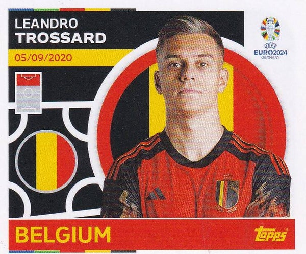 Leandro Trossard / Belgien / Topps EM 2024 / Basis Bild / Nr. BEL 17