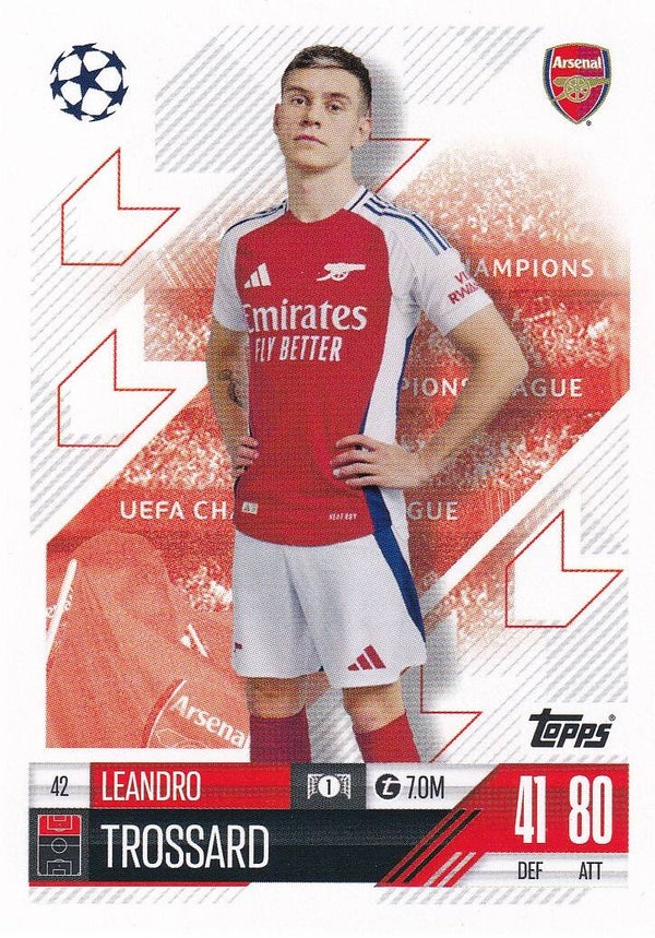 Leandro Trossard / Arsenal London / Topps Champions League 2024 / Basis Karte / Nr. 42