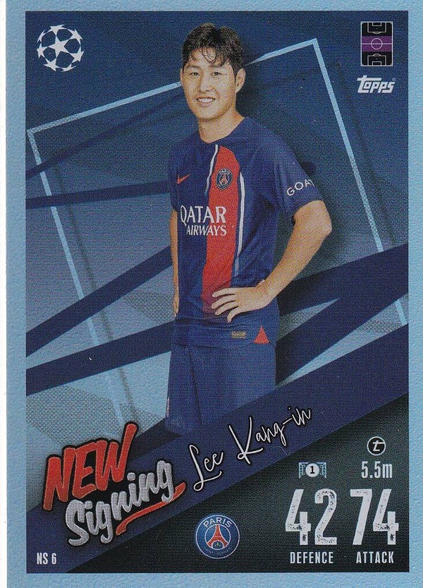Lee Kang-In / Paris Saint Germain / Topps Champions League 2023 / New Signing / Nr. NS 6