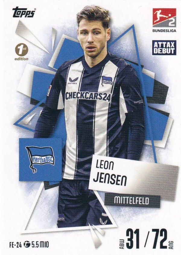 Leon Jensen - Hertha BSC Berlin - Topps Match Attax 2025 - Attax Debüt - Nr. FE-24