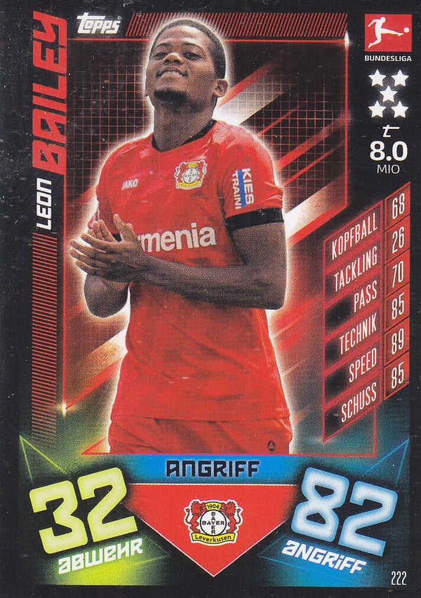 Leon Bailey Bayer 04 Leverkusen Basis Karte Nr.222