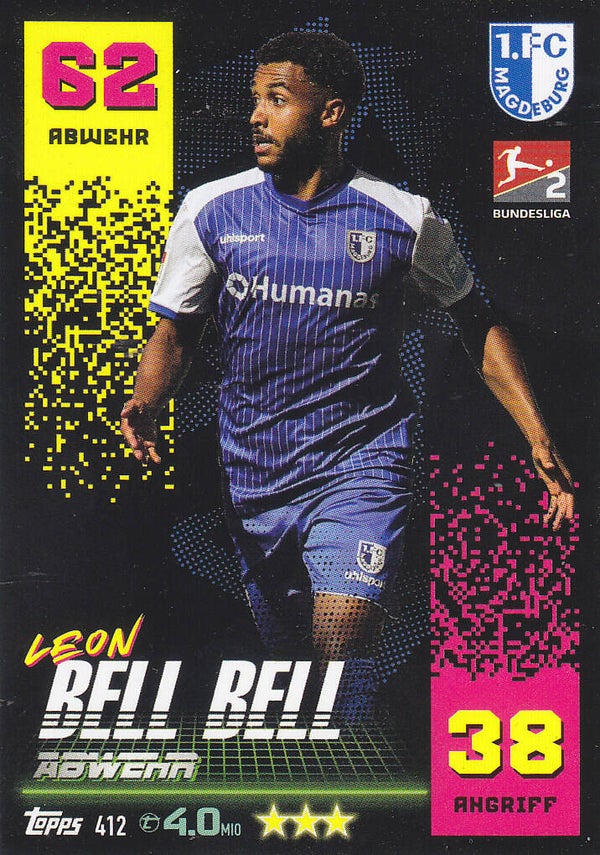 Leon Bell Bell / 1.FC Magdeburg / Topps Match Attax 2022 / Basis Karte 2.Bundesliga / Nr.412