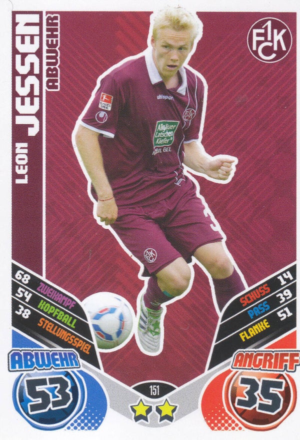Leon Jessen / 1.FC Kaiserslautern / Topps Match Attax 2011 / Basis Karte / Nr. 151