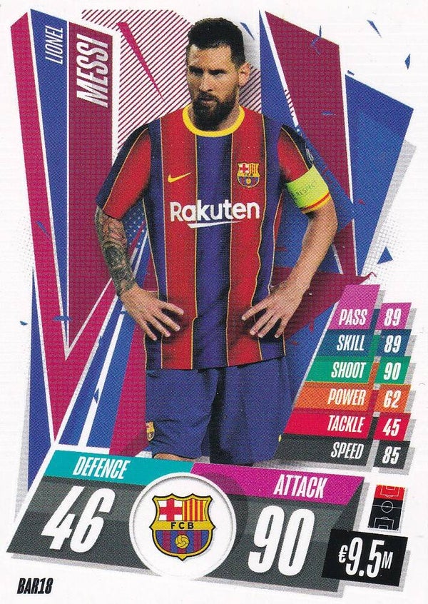 Lionel Messi / FC Barcelona / Topps Champions League 2020 / Basis Karte / Nr. BAR 18