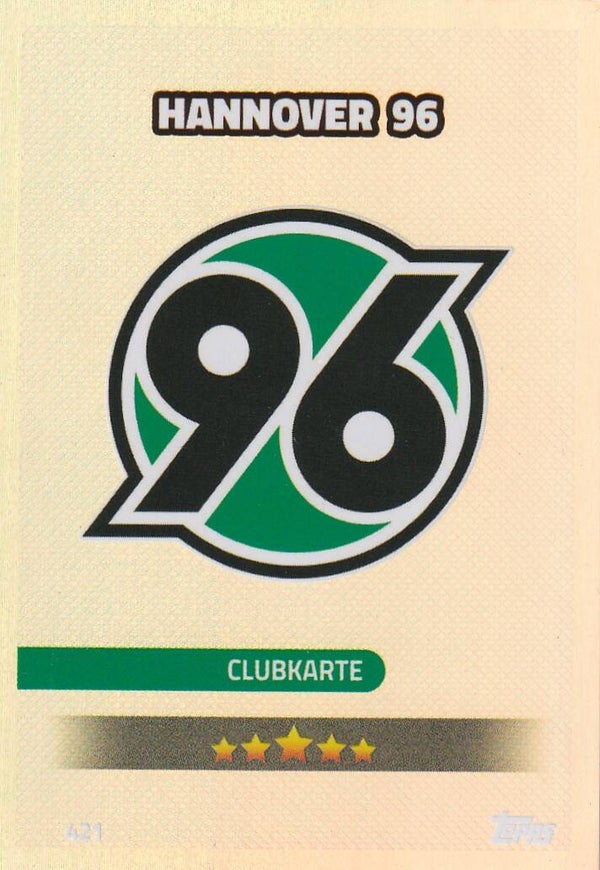 Hannover 96 - Topps Match Attax 2016 - Vereinslogo Glitzer - Nr. 421