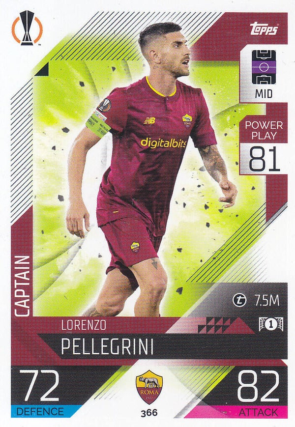Lorenzo Pellegrini / AS Rom / Topps Champions League 2022 / Basis Karte / Nr.366