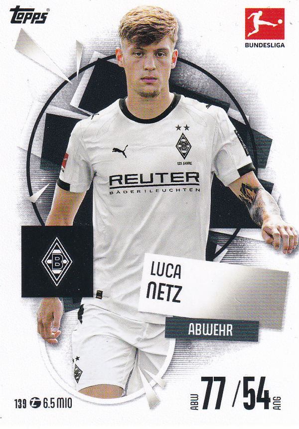 Luca Netz - Borussia Mönchengladbach - Topps Match Attax 2025 - Basis Karte - Nr. 139