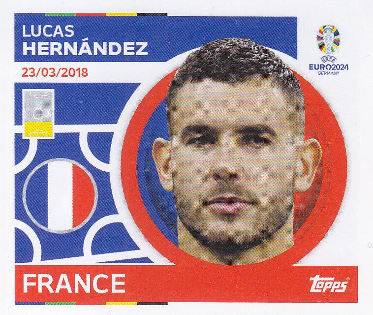 Lucas Hernandez / Frankreich / Topps EM 2024 / Basis Karte / Nr. FRA 10