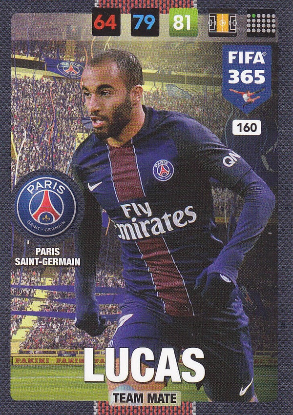 Lucas - Paris Saint Germain - Panini Fifa 365 Jahr 2017 - Team Mate - Nr. 160